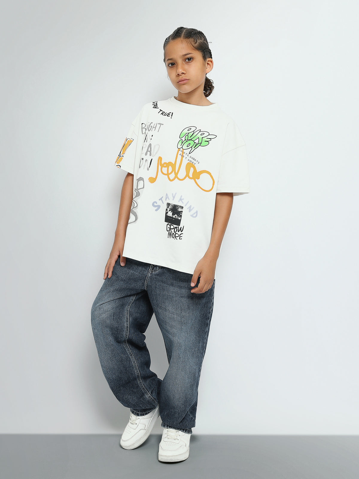 Town Team - Men's Oversized round-neck Teens Boys T-shirts OFF WHIT Summer Melton