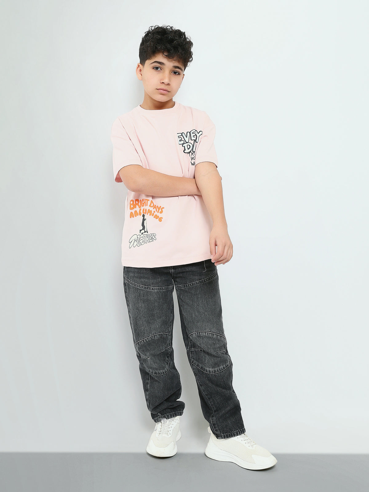 Town Team - Kids' Oversized round-neck Boys T-shirts L-PINK Summer Melton