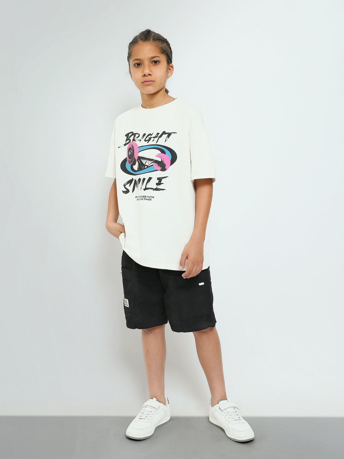 Town Team - Men's Oversized round-neck Teens Boys T-shirts OFF WHIT Summer Melton