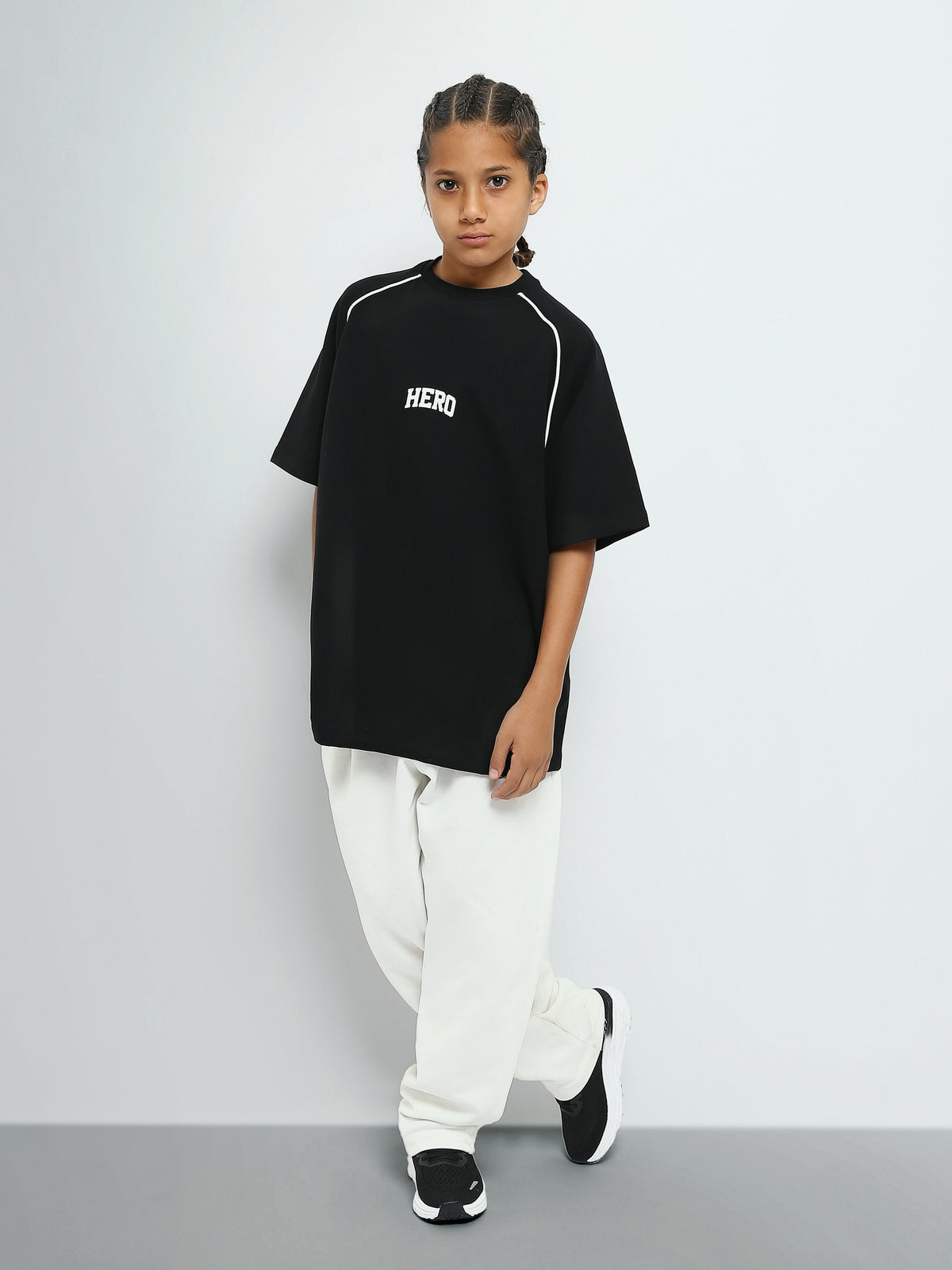 Town Team - Kids' Oversized round-neck Boys T-shirts Black Pure Cotton