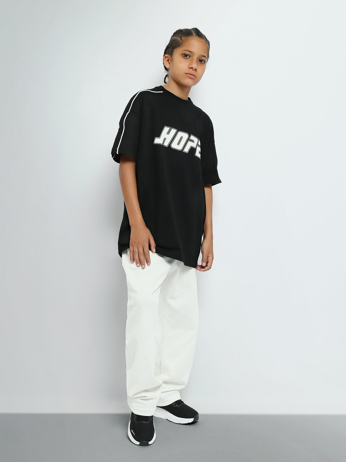 Town Team - Kids' Oversized round-neck Boys T-shirts Black Pure Cotton