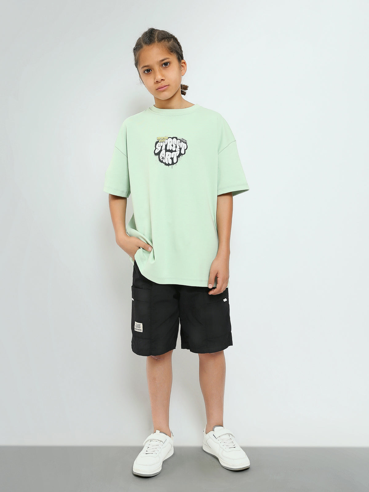 Town Team - Kids' Oversized round-neck Boys T-shirts Mint Pure Cotton
