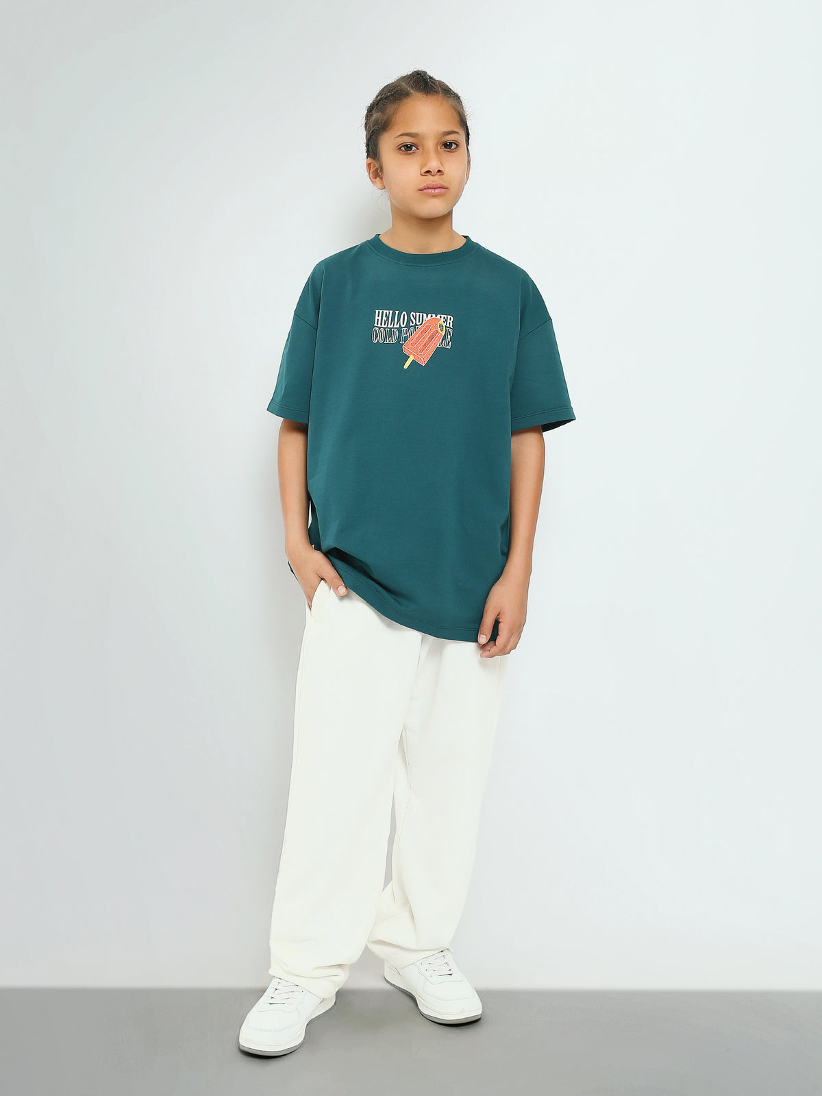 Town Team - Kids' Oversized round-neck Boys T-shirts Green Pure Cotton
