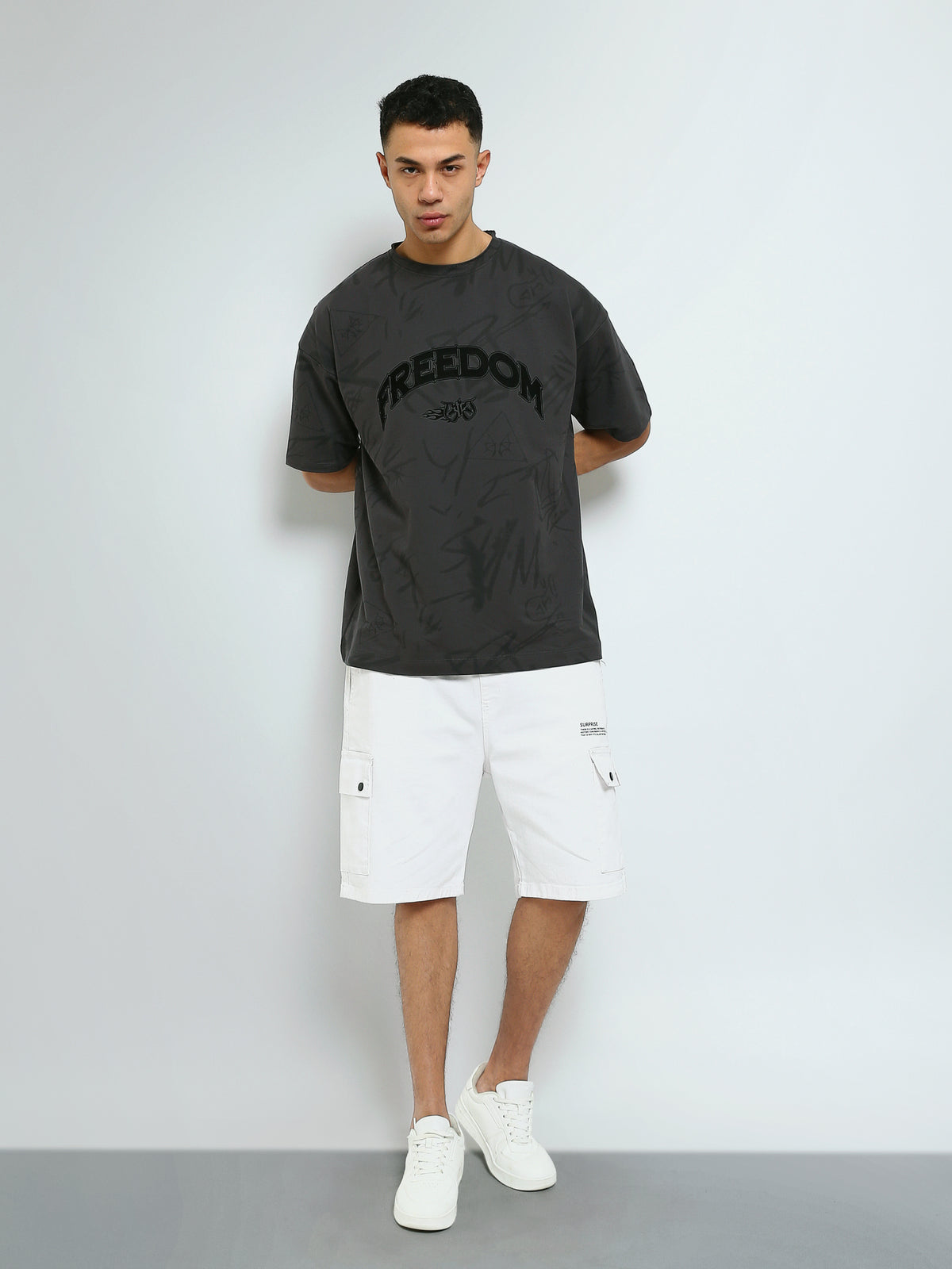 Town Team - Men's Comfort round-neck T-shirts D-GREY Cotton Blend