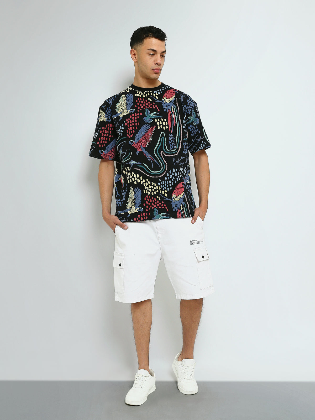 Town Team - Men's Oversized round-neck T-shirts Black Cotton Blend