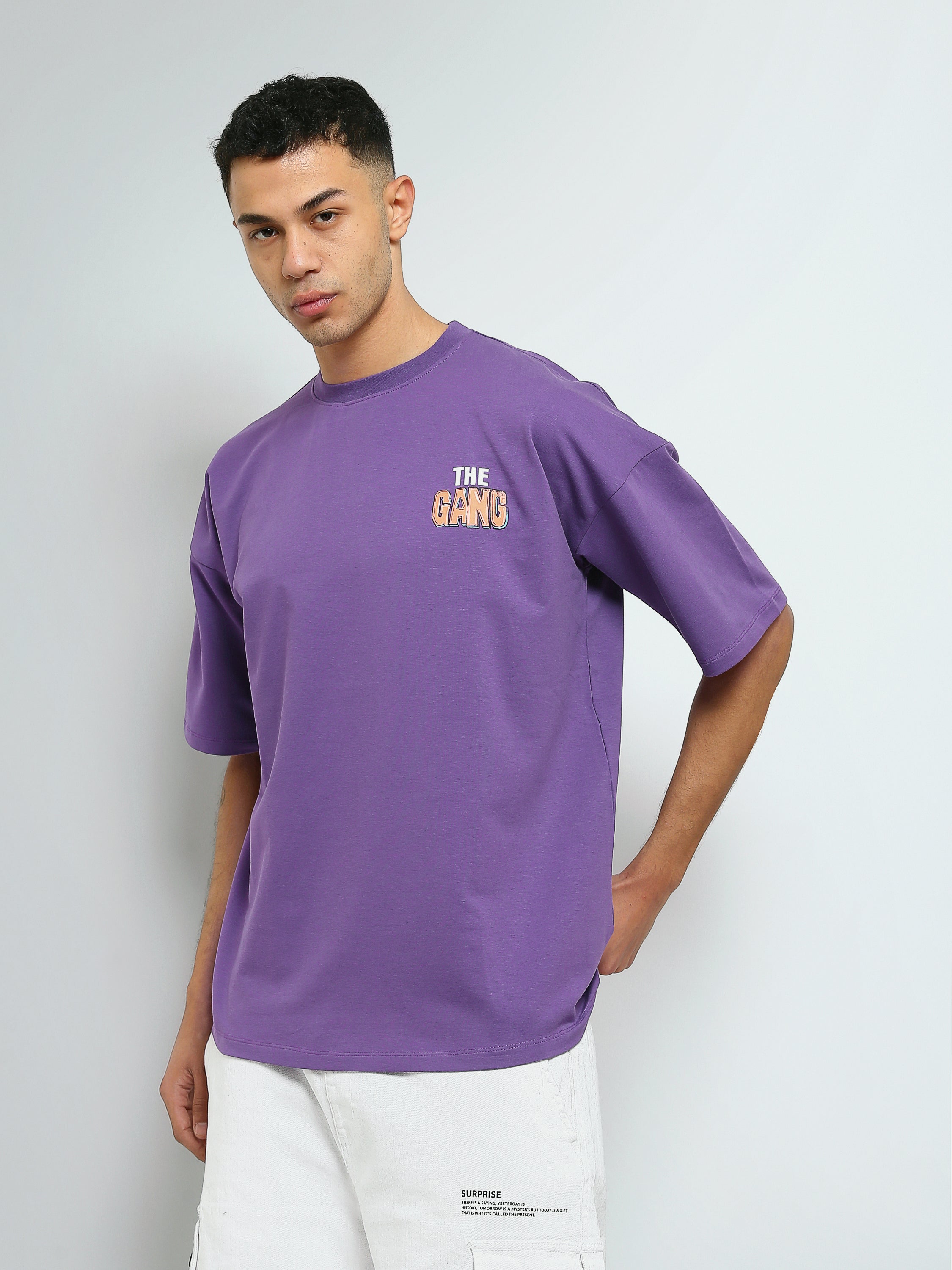 Town Team - Men's Comfort round-neck T-shirts Mauve Cotton Blend