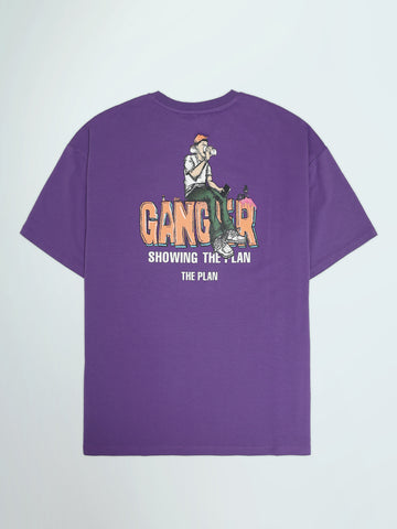 Town Team - Men's Comfort round-neck T-shirts Mauve Cotton Blend