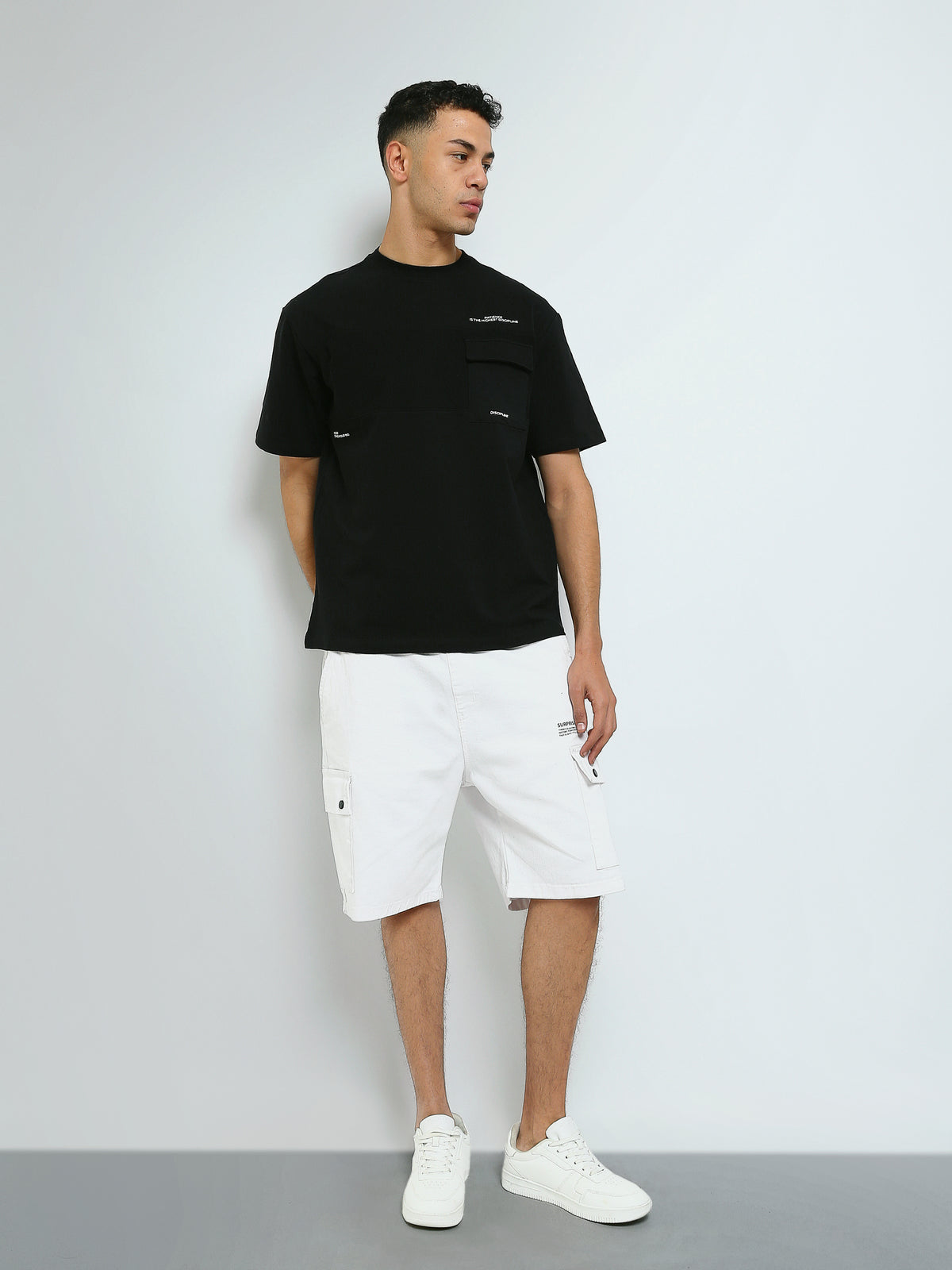 Town Team - Men's Relaxed round-neck T-shirts Black Mixed fabric