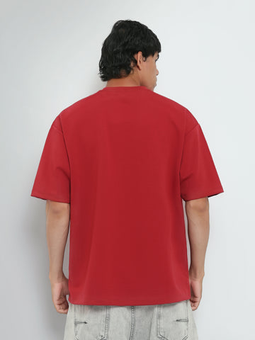 Town Team t-shirts round neck slouchy fit Red