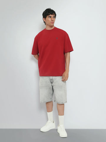 Town Team t-shirts round neck slouchy fit Red