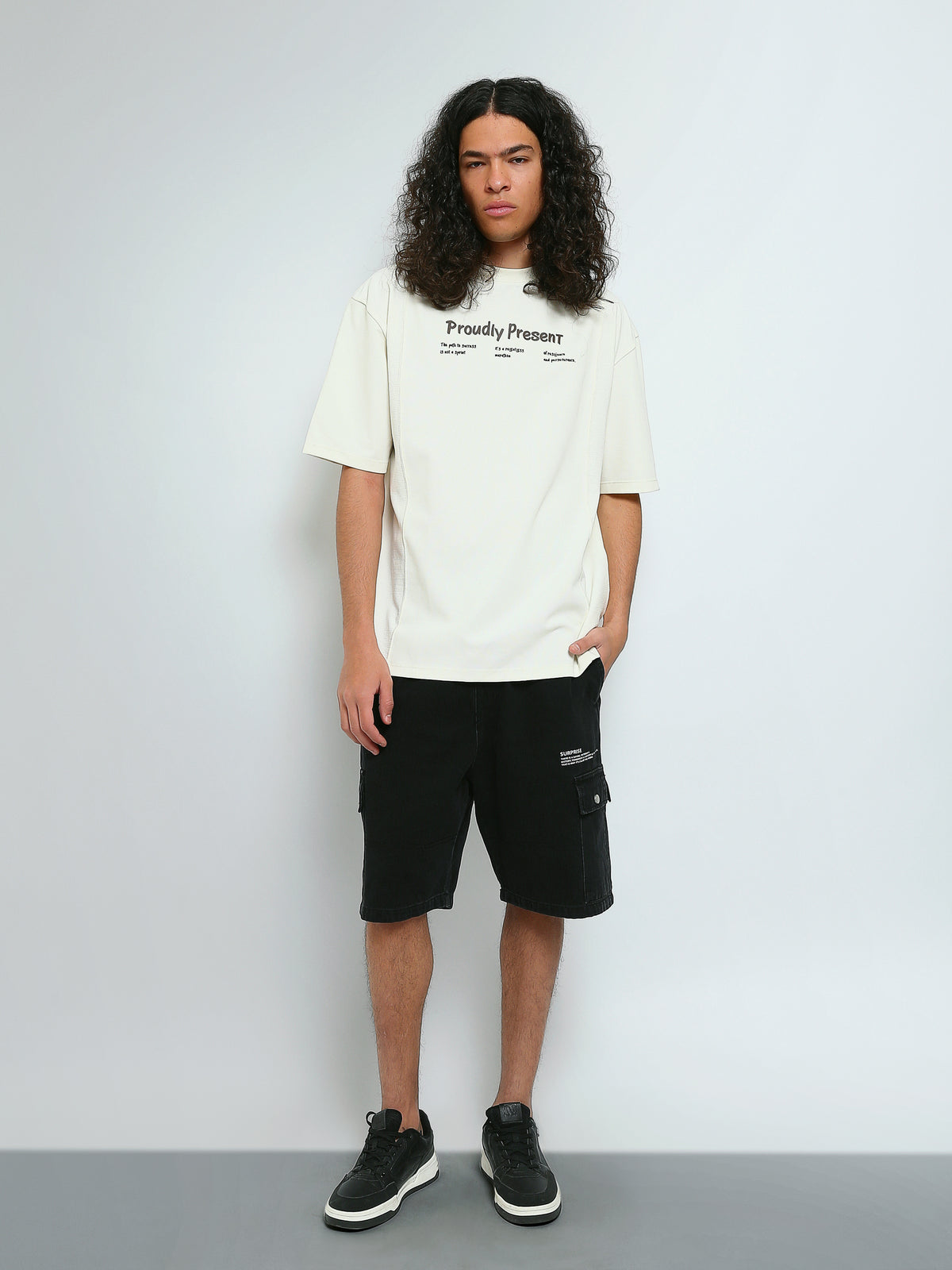 Town Team - Men's Oversized round-neck T-shirts OFF WHIT Mixed fabric