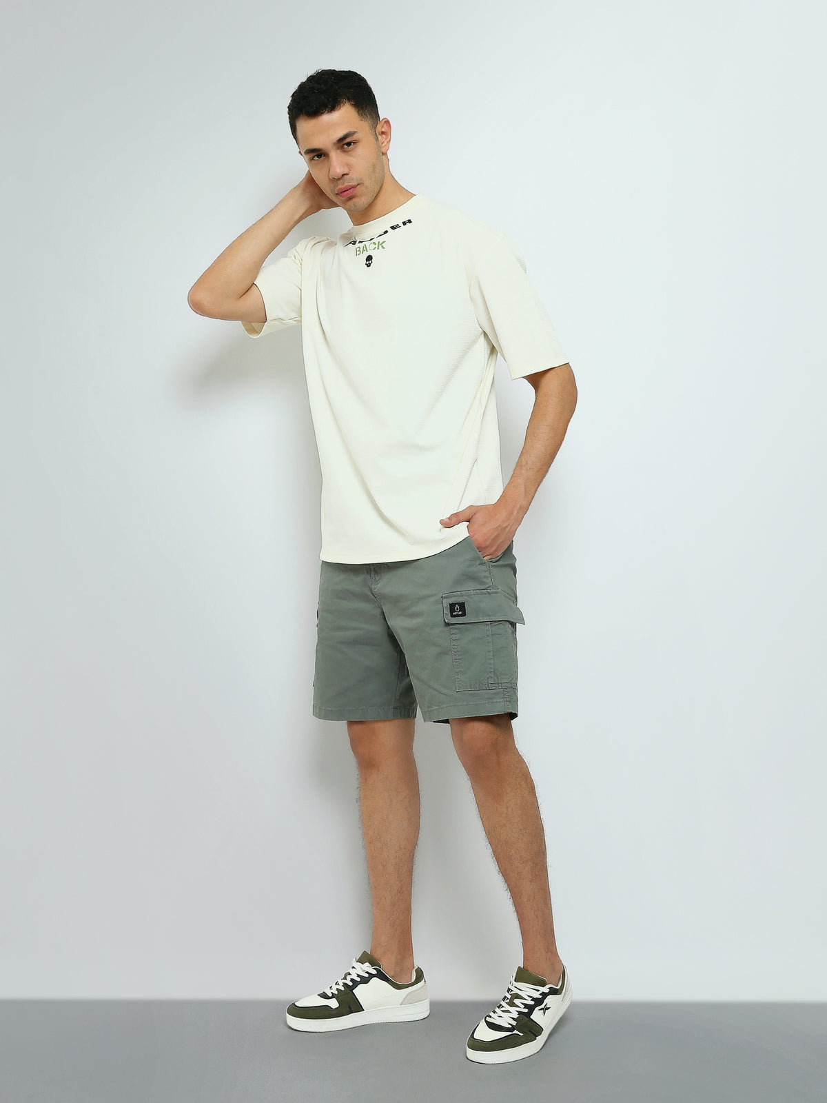 Town Team - Men's Oversized round-neck T-shirts OFF WHIT Mixed fabric