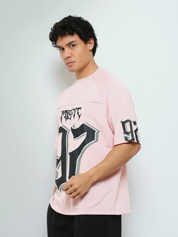 Town Team - Men's Comfort round-neck T-shirts Pink Mixed fabric