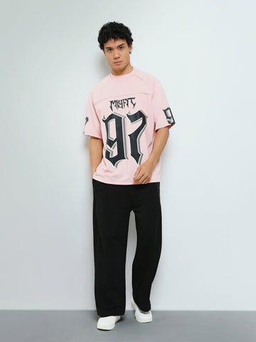 Town Team - Men's Comfort round-neck T-shirts Pink Mixed fabric