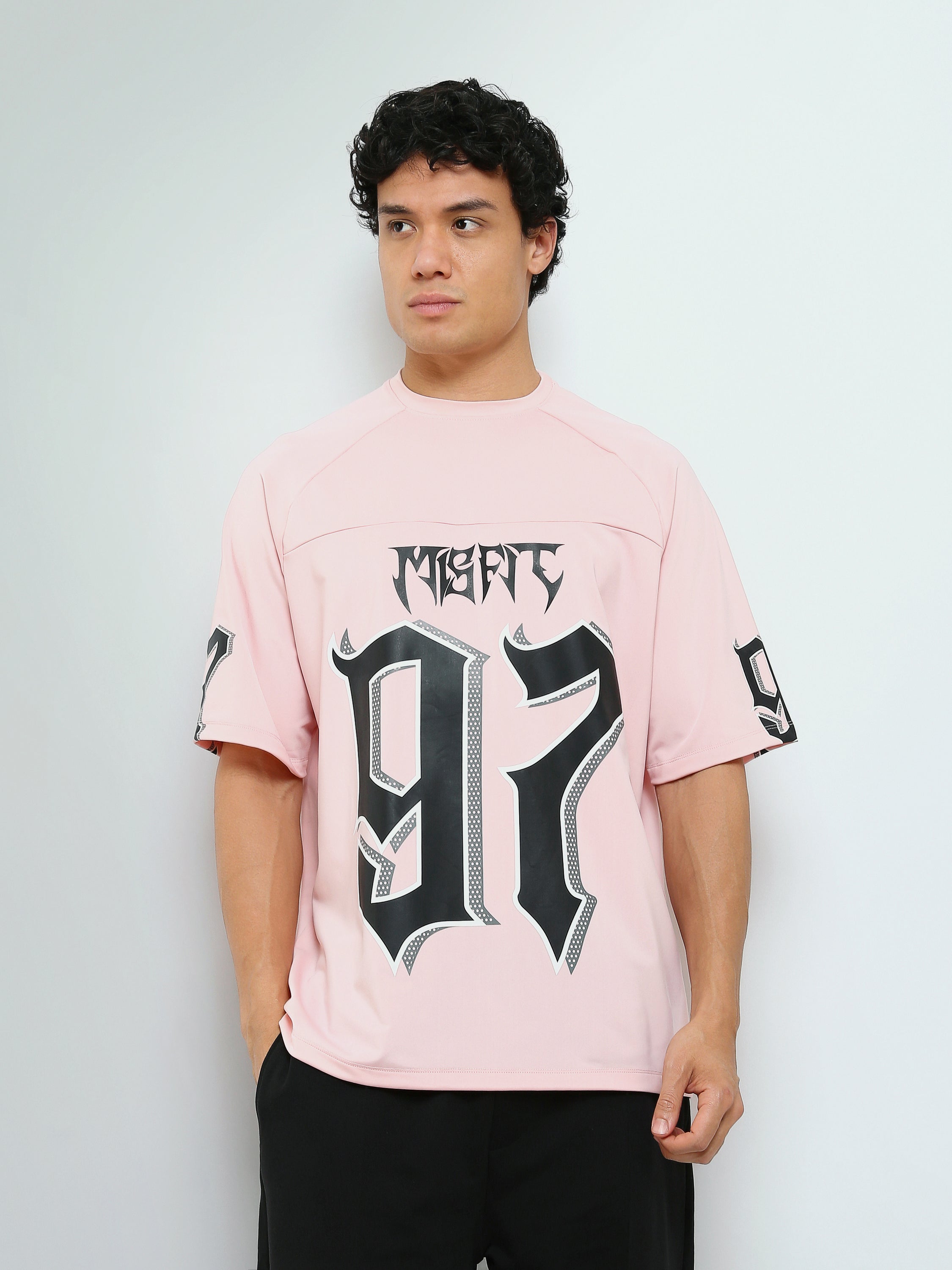 Town Team - Men's Comfort round-neck T-shirts Pink Mixed fabric