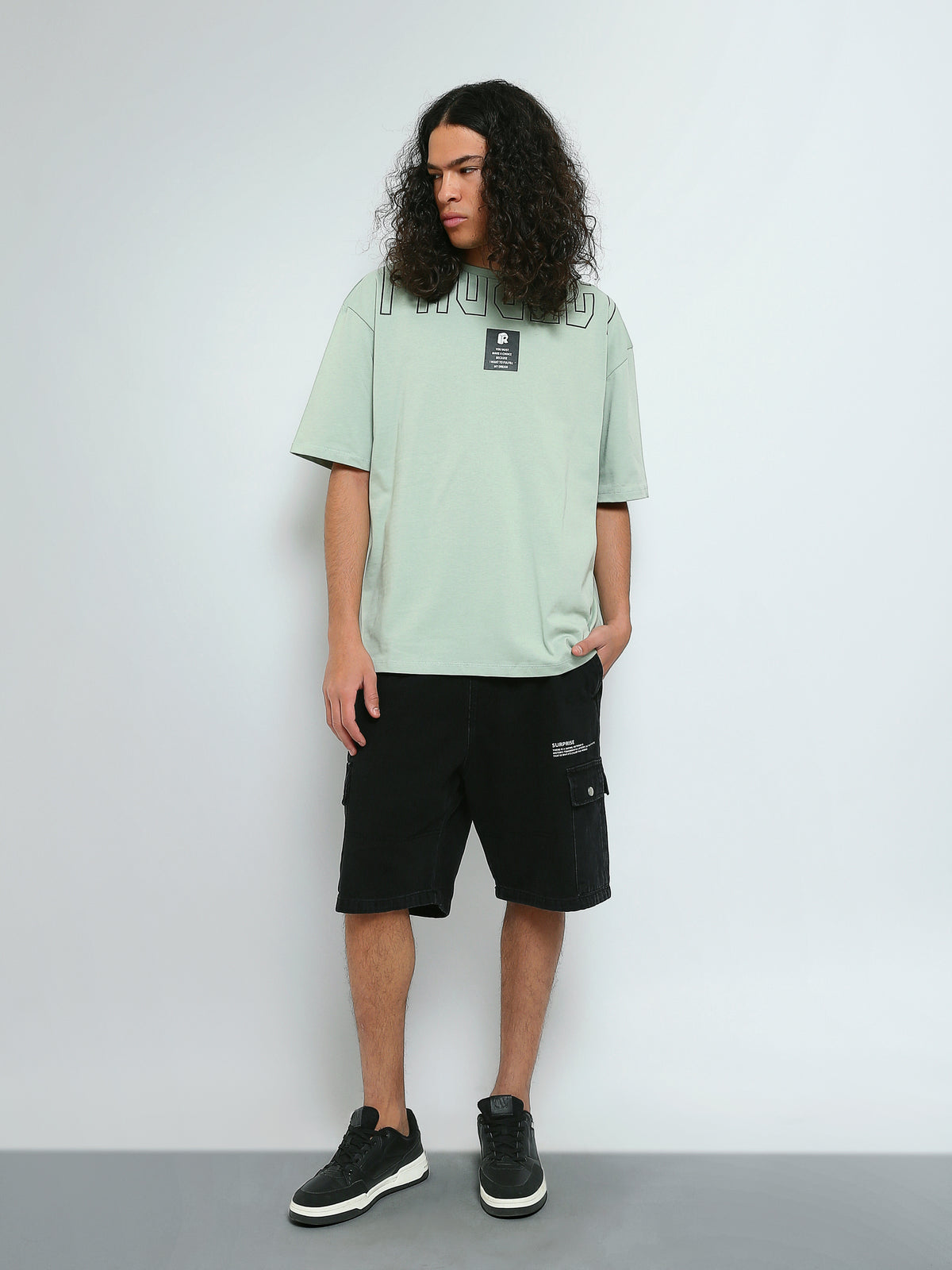 Town Team - Men's Oversized round-neck T-shirts Mint Cotton Blend
