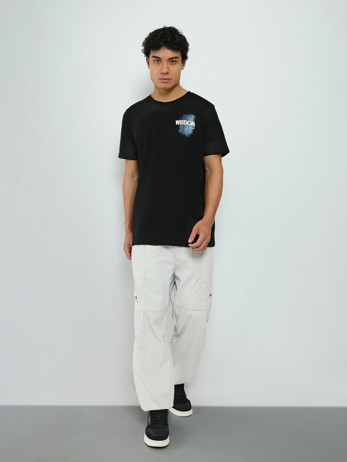 Town Team - Men's Slim round-neck T-shirts Black Cotton Blend