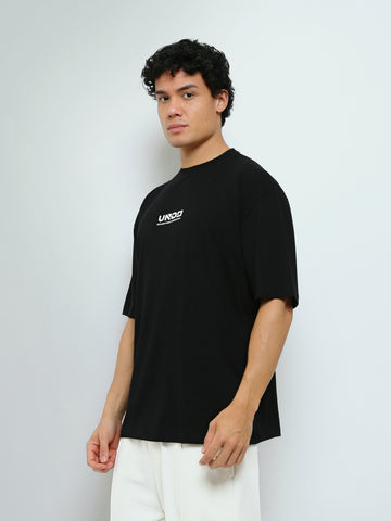 Town Team - Men's Oversized round-neck T-shirts Black Cotton Blend
