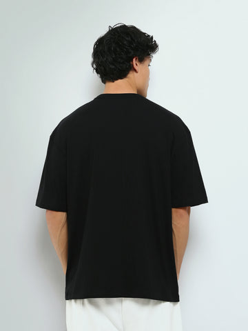Town Team - Men's Oversized round-neck T-shirts Black Cotton Blend