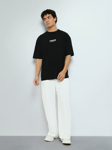 Town Team - Men's Oversized round-neck T-shirts Black Cotton Blend