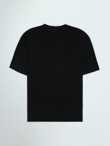 Town Team - Men's Oversized round-neck T-shirts Black Cotton Blend