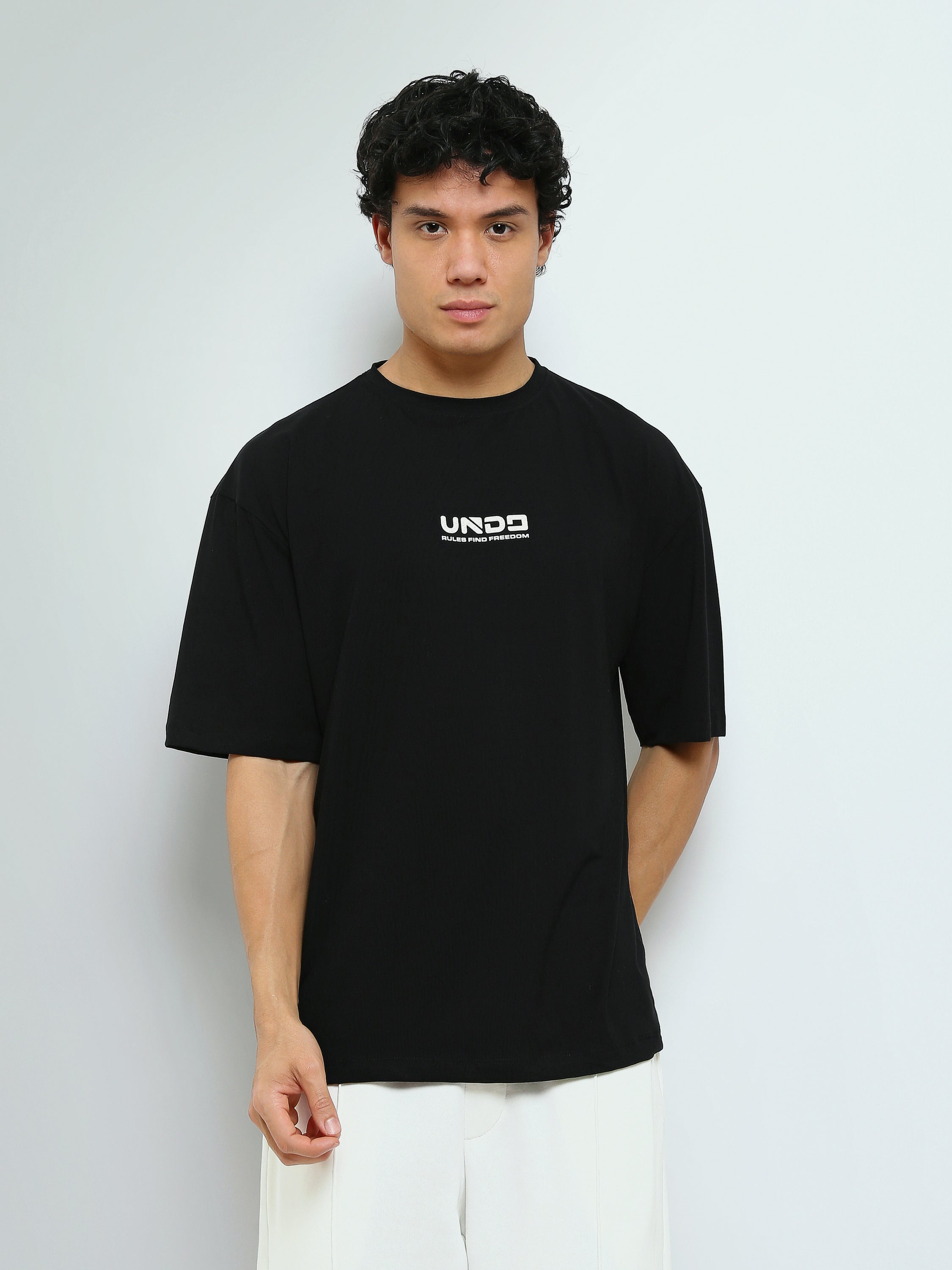Town Team - Men's Oversized round-neck T-shirts Black Cotton Blend
