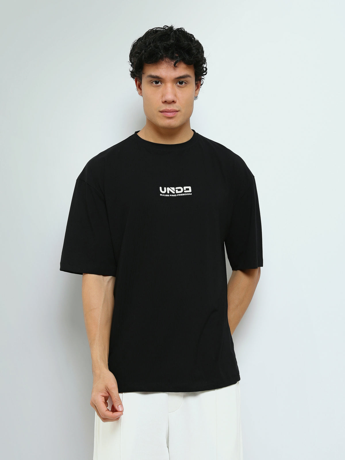 Town Team - Men's Oversized round-neck T-shirts Black Cotton Blend