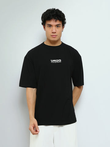 Town Team - Men's Oversized round-neck T-shirts Black Cotton Blend