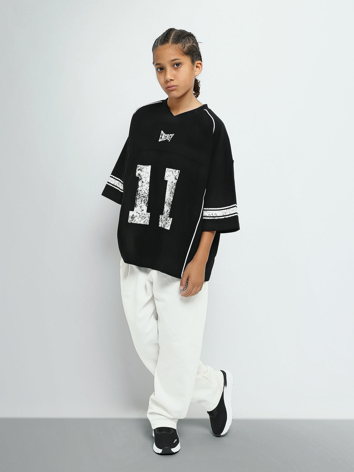 Town Team - Men's Boxy round-neck Teens Boys T-shirts Black Cotton Blend