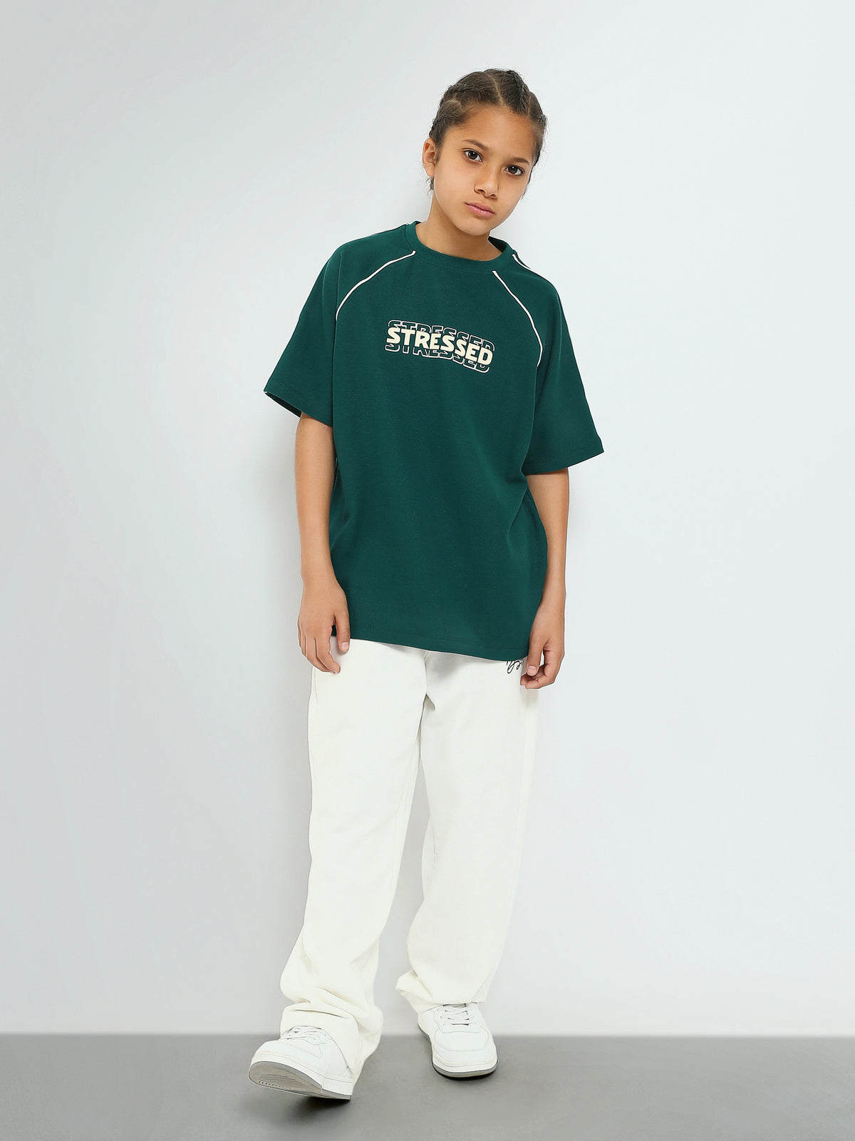 Town Team - Men's Oversized round-neck Teens Boys T-shirts Green Mixed fabric