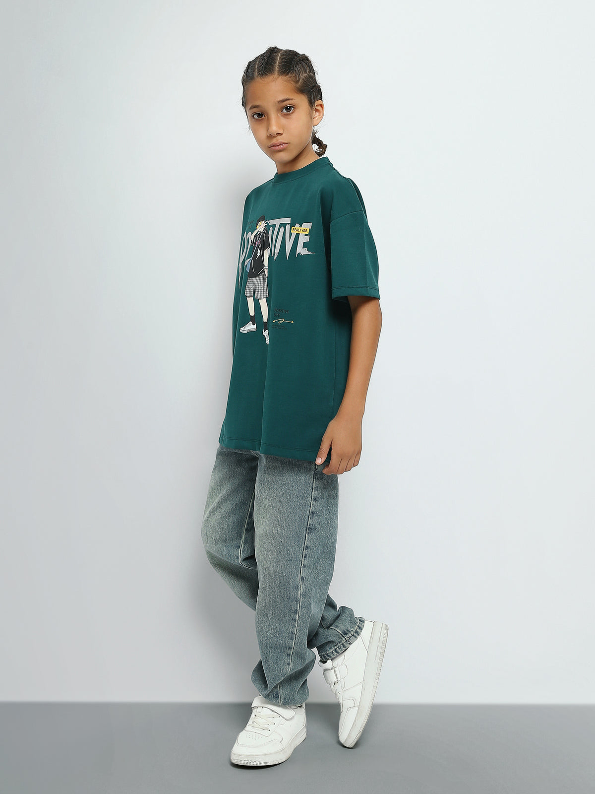 Town Team - Men's Oversized round-neck Teens Boys T-shirts Green Mixed fabric