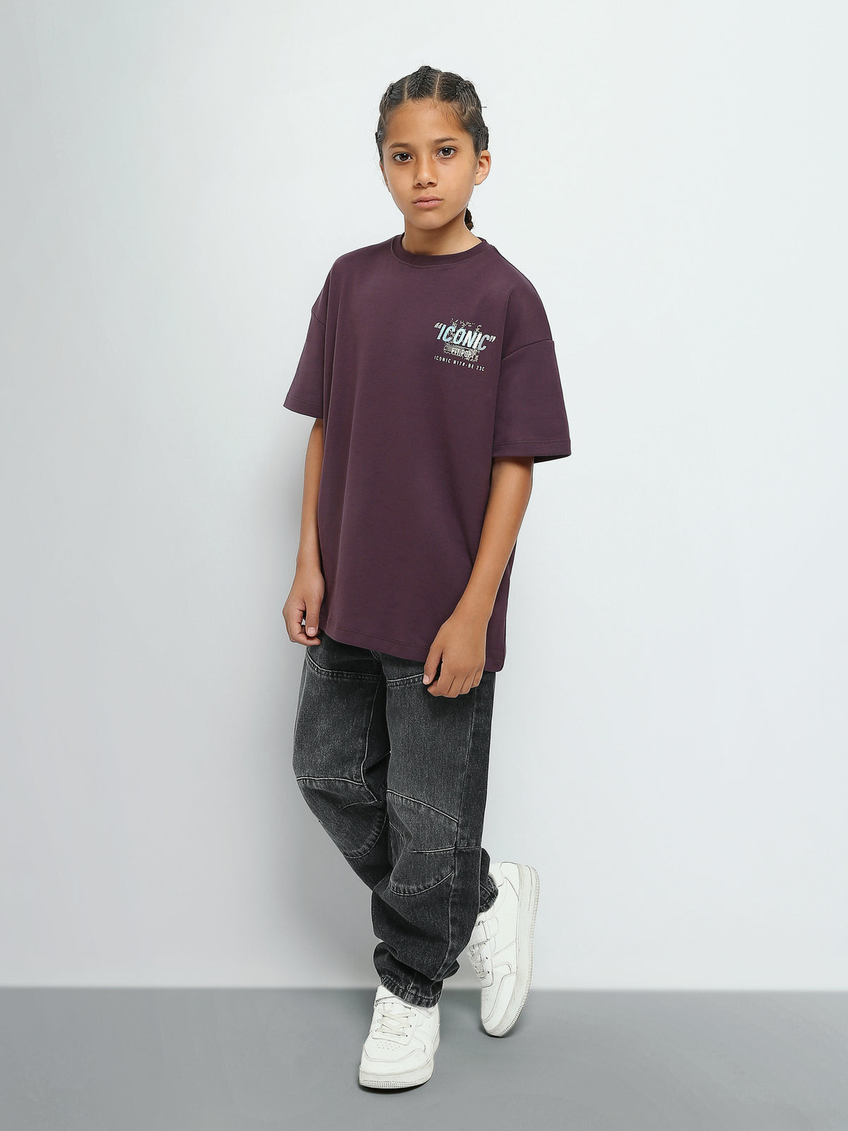 Town Team - Men's Oversized round-neck Teens Boys T-shirts D-MAUVE Mixed fabric