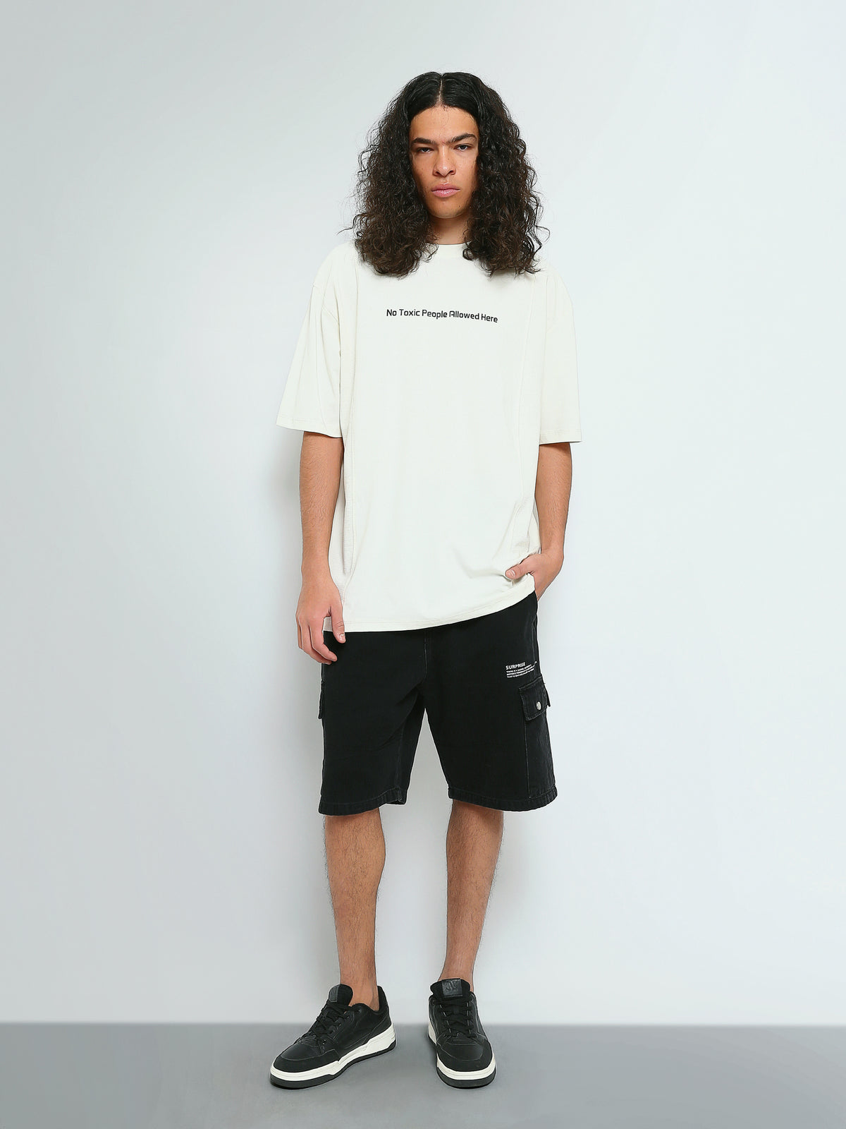 Town Team - Men's Oversized round-neck T-shirts OFF WHIT Mixed fabric