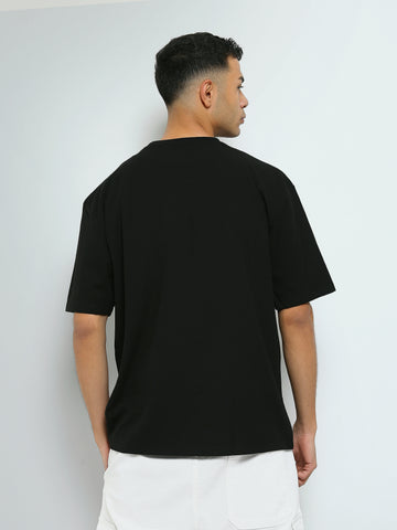 Town Team - Men's Oversized round-neck T-shirts Black Mixed fabric