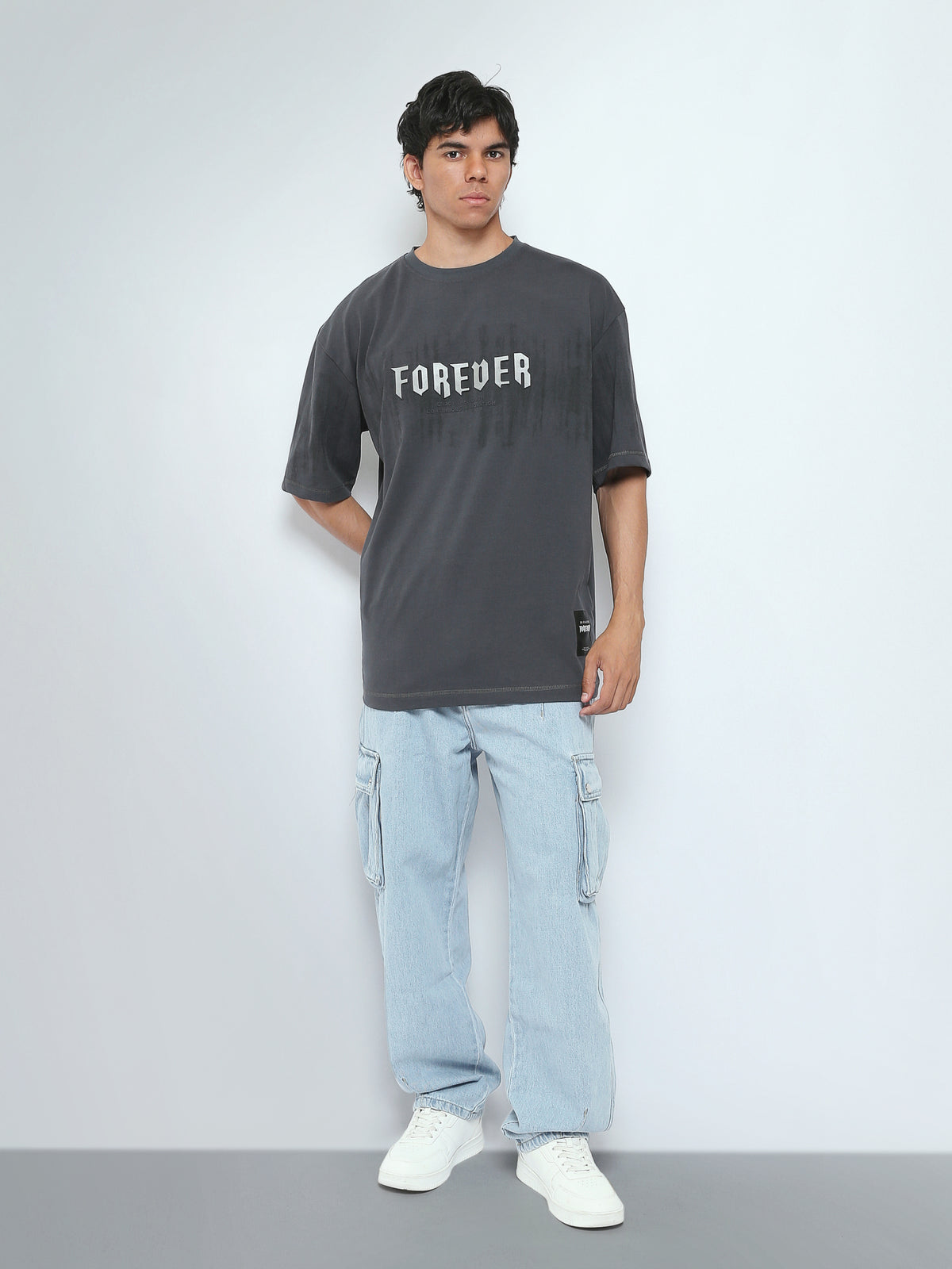 Town Team t-shirts round neck oversized fit D-GREY