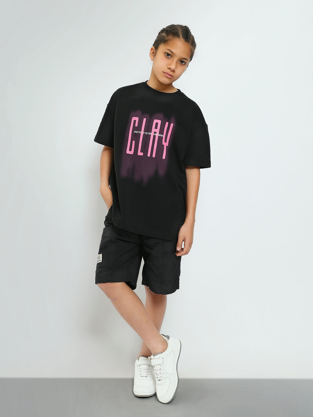 Town Team - Kids' Oversized round-neck Boys T-shirts Black Cotton Blend