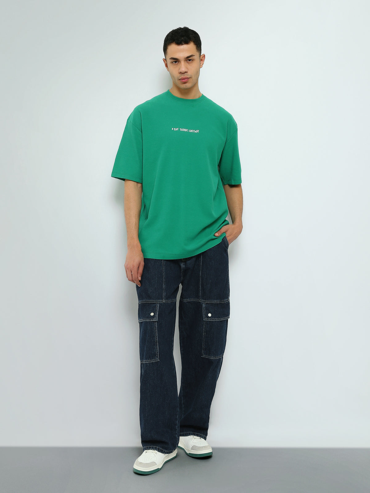 Town Team - Men's Oversized round-neck T-shirts Green Cotton Blend