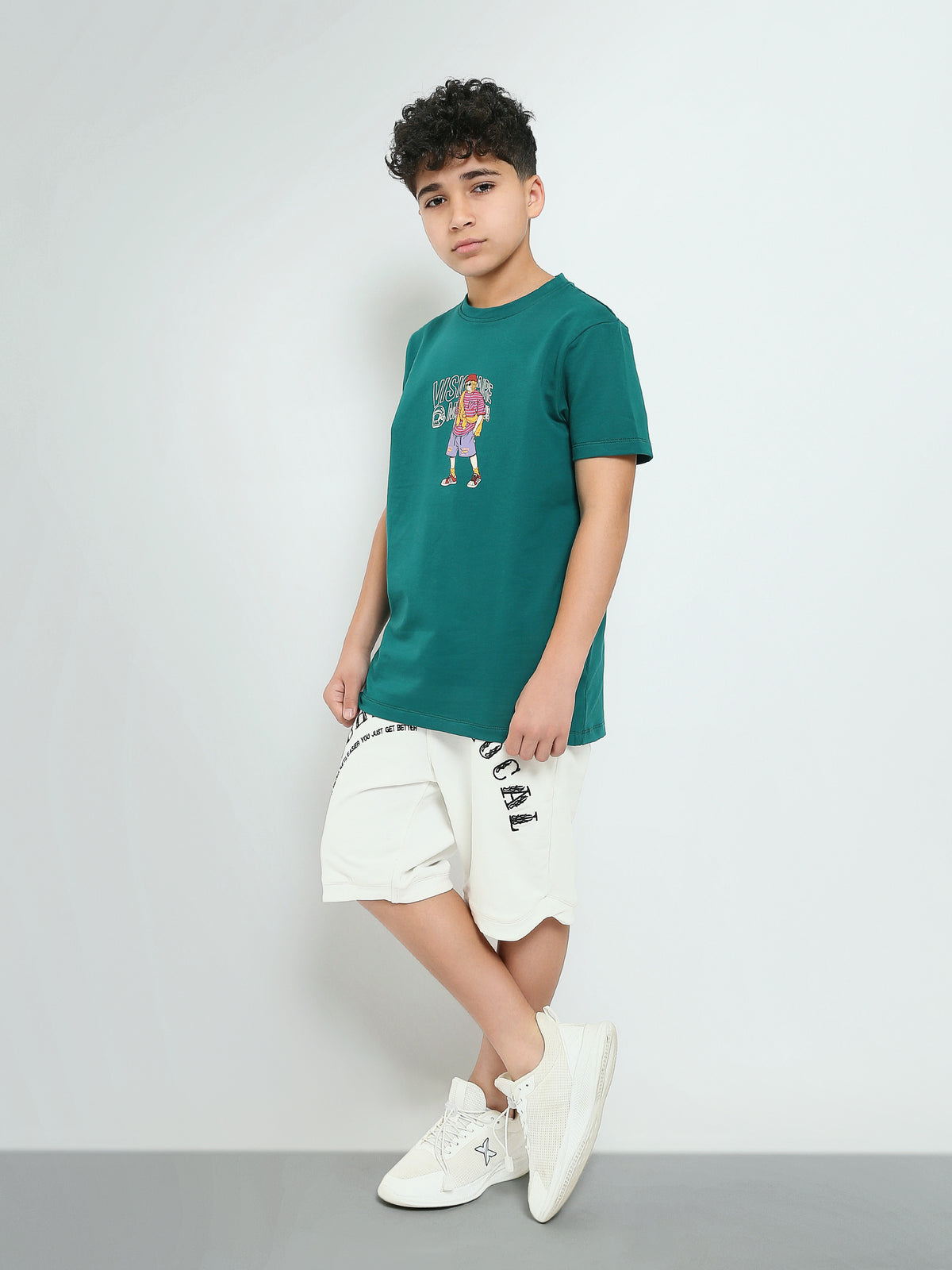 Town Team - Kids' Slim round-neck Boys T-shirts Green Cotton Lycra
