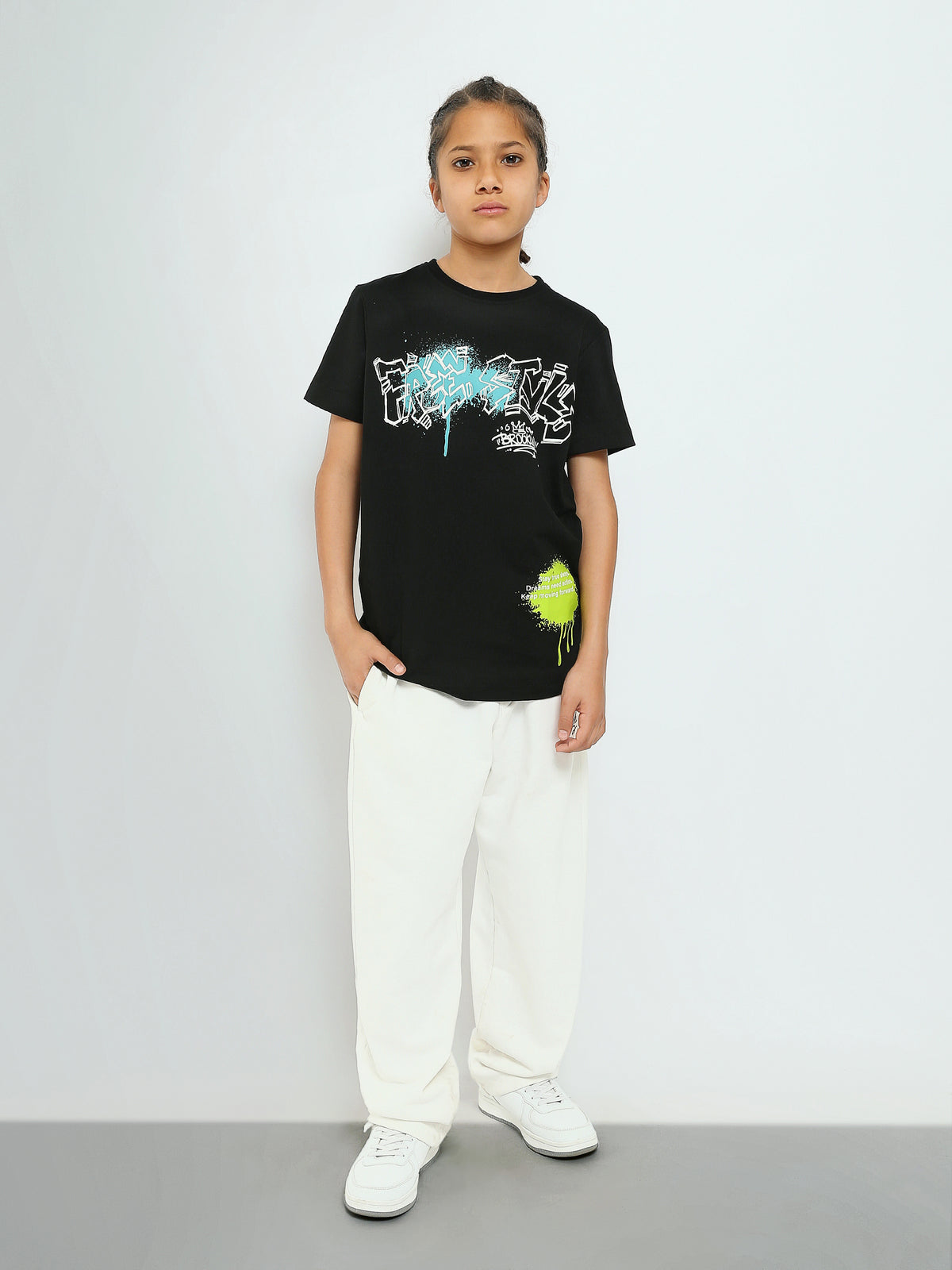 Town Team - Kids' Slim round-neck Boys T-shirts Black Cotton Lycra