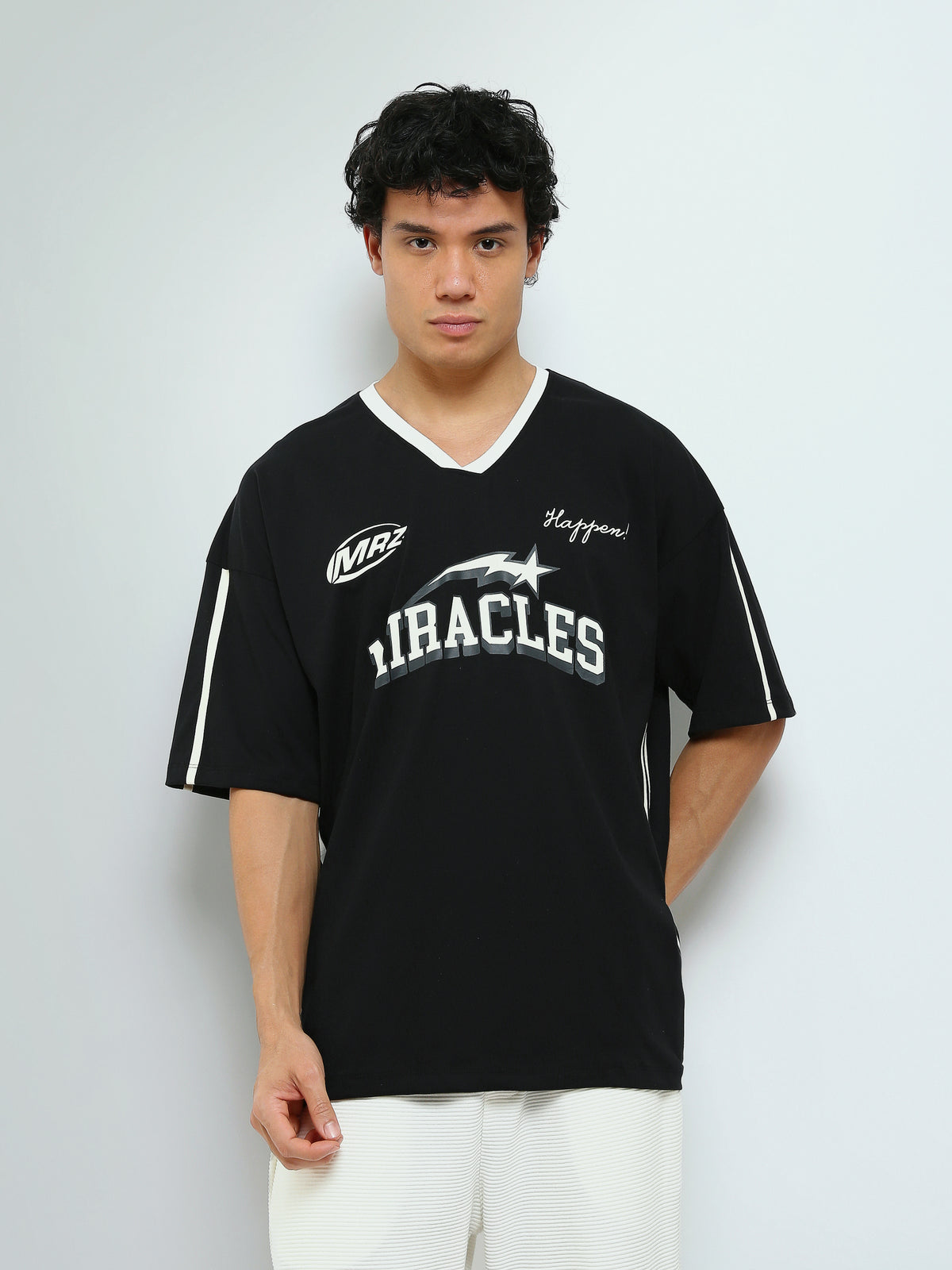 Town Team - Men's Comfort V-neck T-shirts Black Cotton Blend