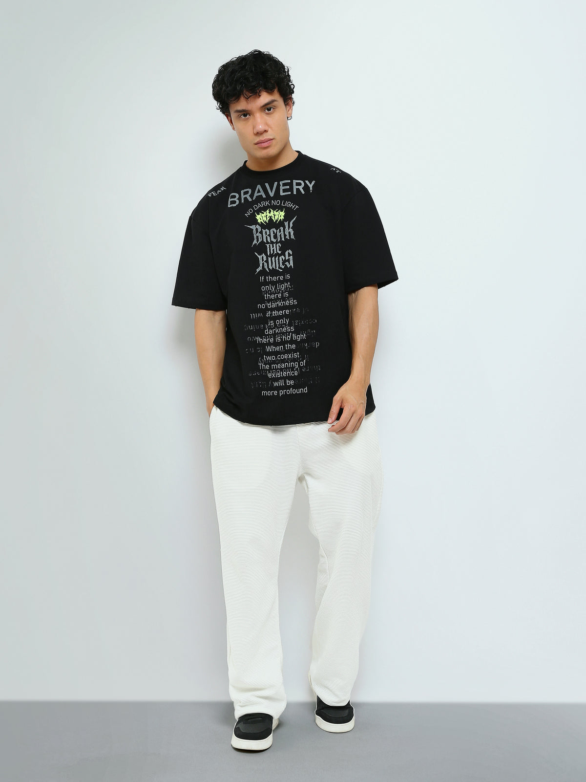 Town Team - Men's Oversized round-neck T-shirts Black Cotton Blend
