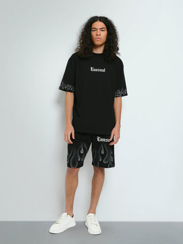Town Team - Men's printed top T-shirt Sets Black Summer Melton