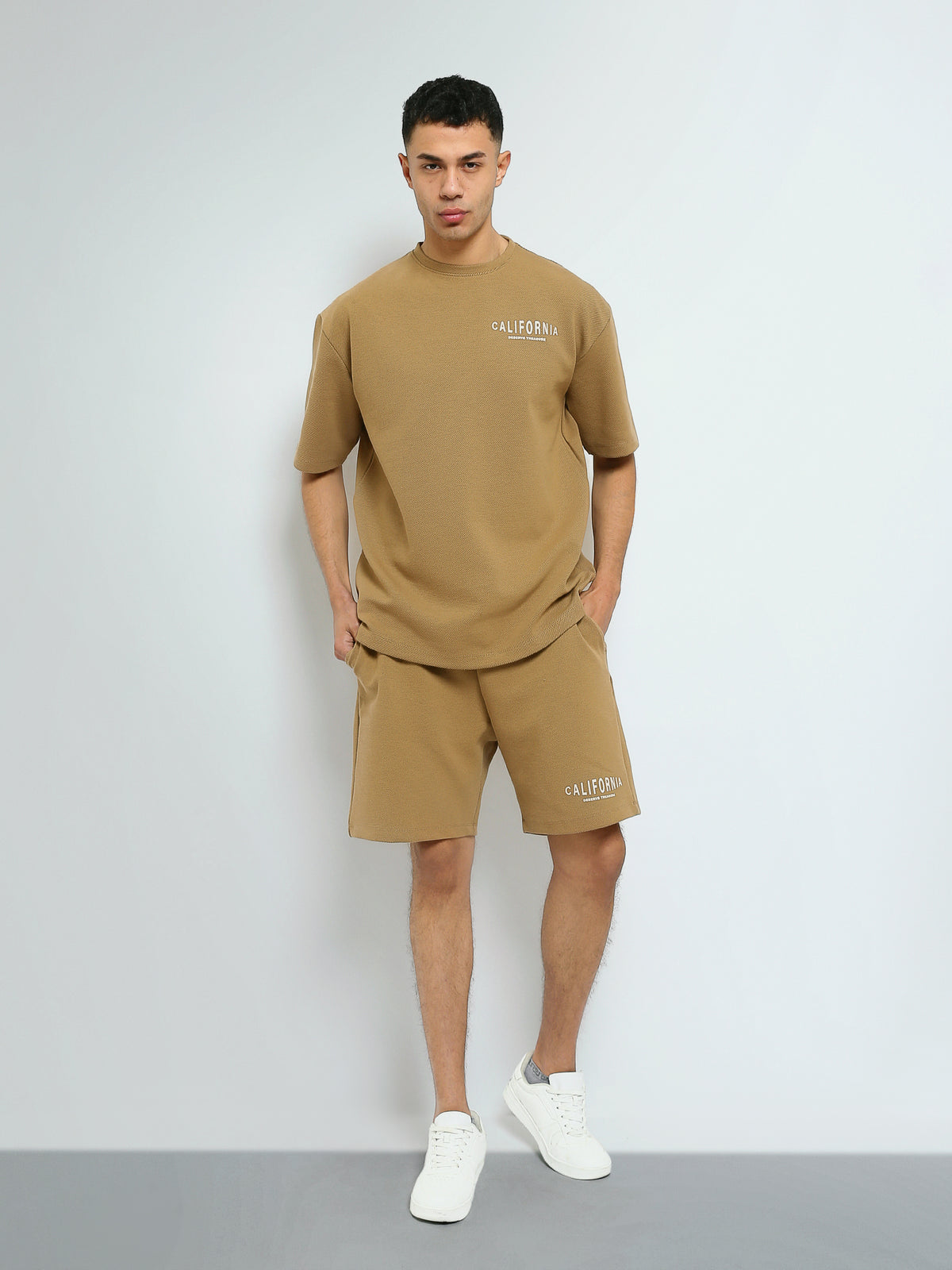 Town Team t-shirt sets printed oversized fit/relaxed fit Camel