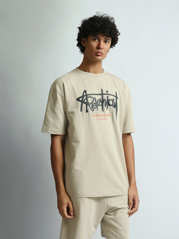 T-shirt Sets Oversized fit printed front - embroider back