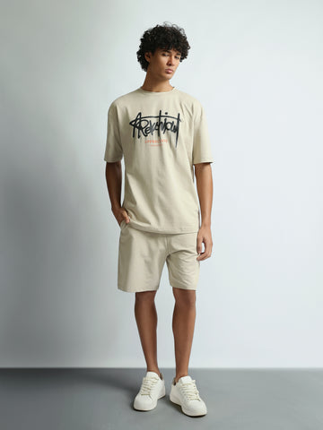 T-shirt Sets Oversized fit printed front - embroider back