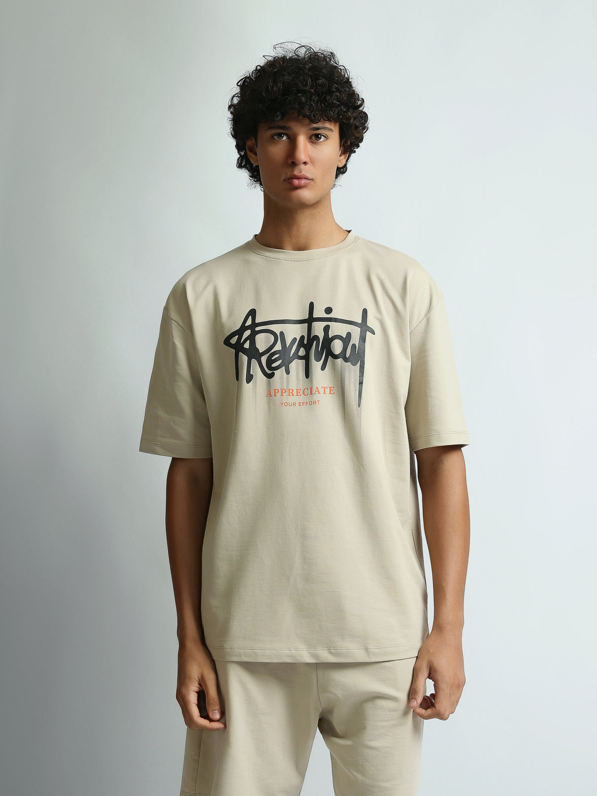 T-shirt Sets Oversized fit printed front - embroider back