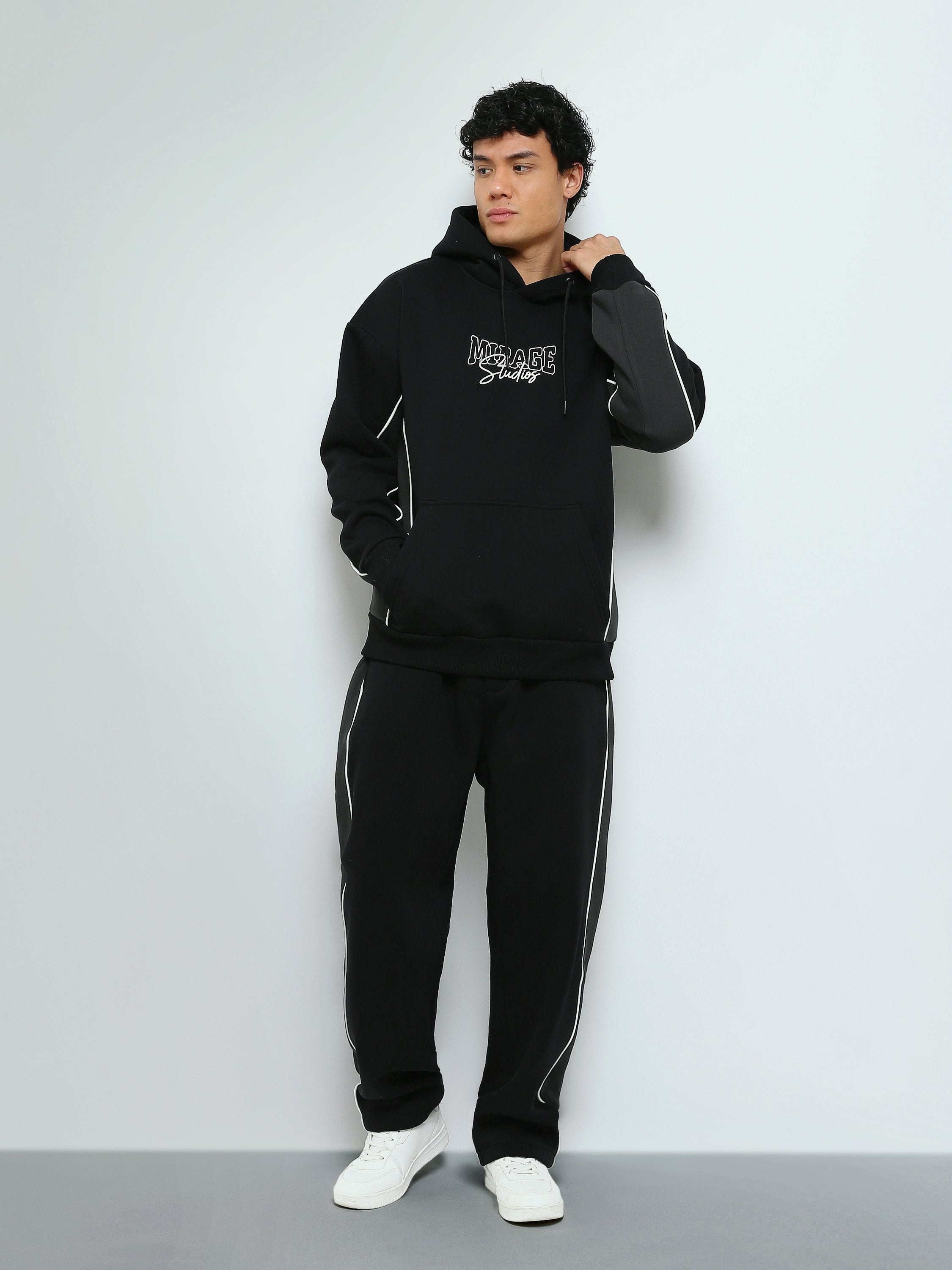 Town Team - Men's Relaxed/Super Baggy printed Sweatshirt Sets BLK/GRY Melton