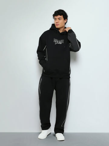 Town Team - Men's Relaxed/Super Baggy printed Sweatshirt Sets BLK/GRY Melton