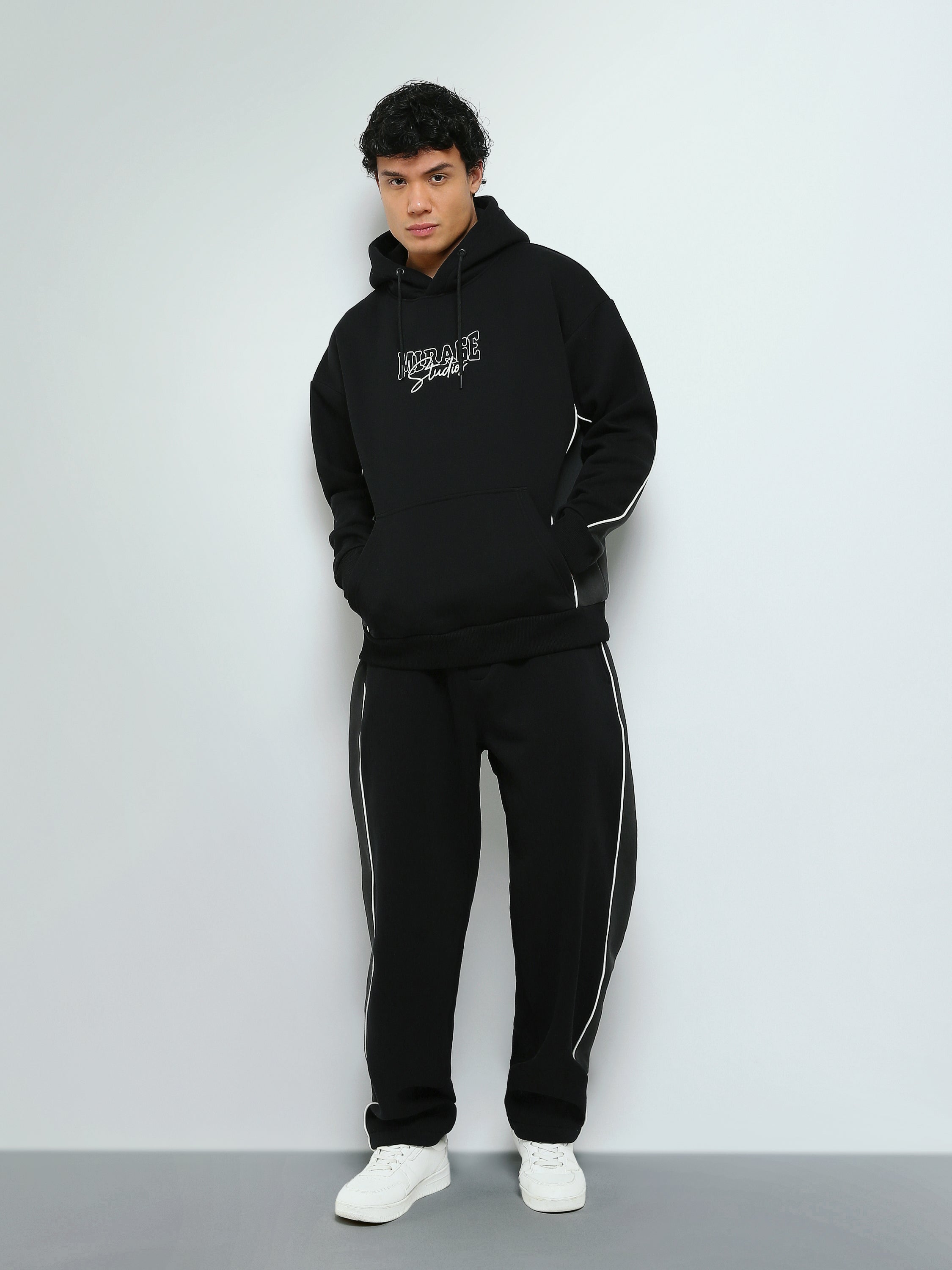 Town Team - Men's Relaxed/Super Baggy printed Sweatshirt Sets BLK/GRY Melton
